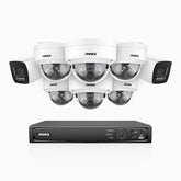 H800 - 4K 8 Channel PoE Security System with 2 Bullet & 6 Dome (IK10) Cameras, Vandal-Resistant, Human & Vehicle Detection, Built-in Mic, RTSP Supported